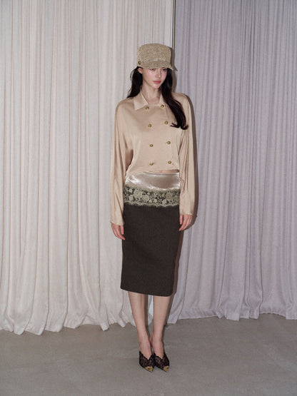 NONCESTNON N378 Lace Panelled Midi Skirt