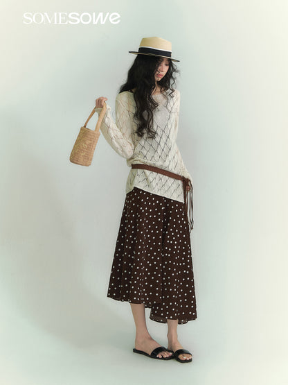 SOMESOWE S2609074 Paper and yarn diamond grid hollow top