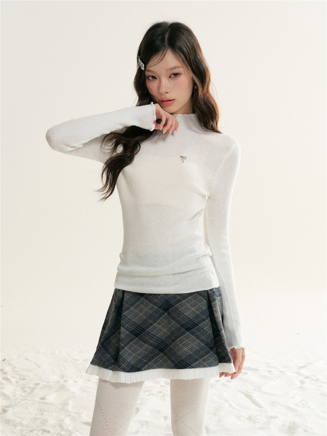 16DEWS 16D25518 High neck long sleeved knitted base shirt
