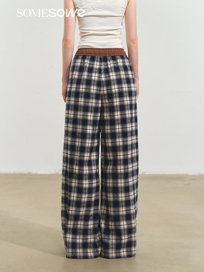 SOMESOWE S2508220 Lazy plaid wide leg casual pants