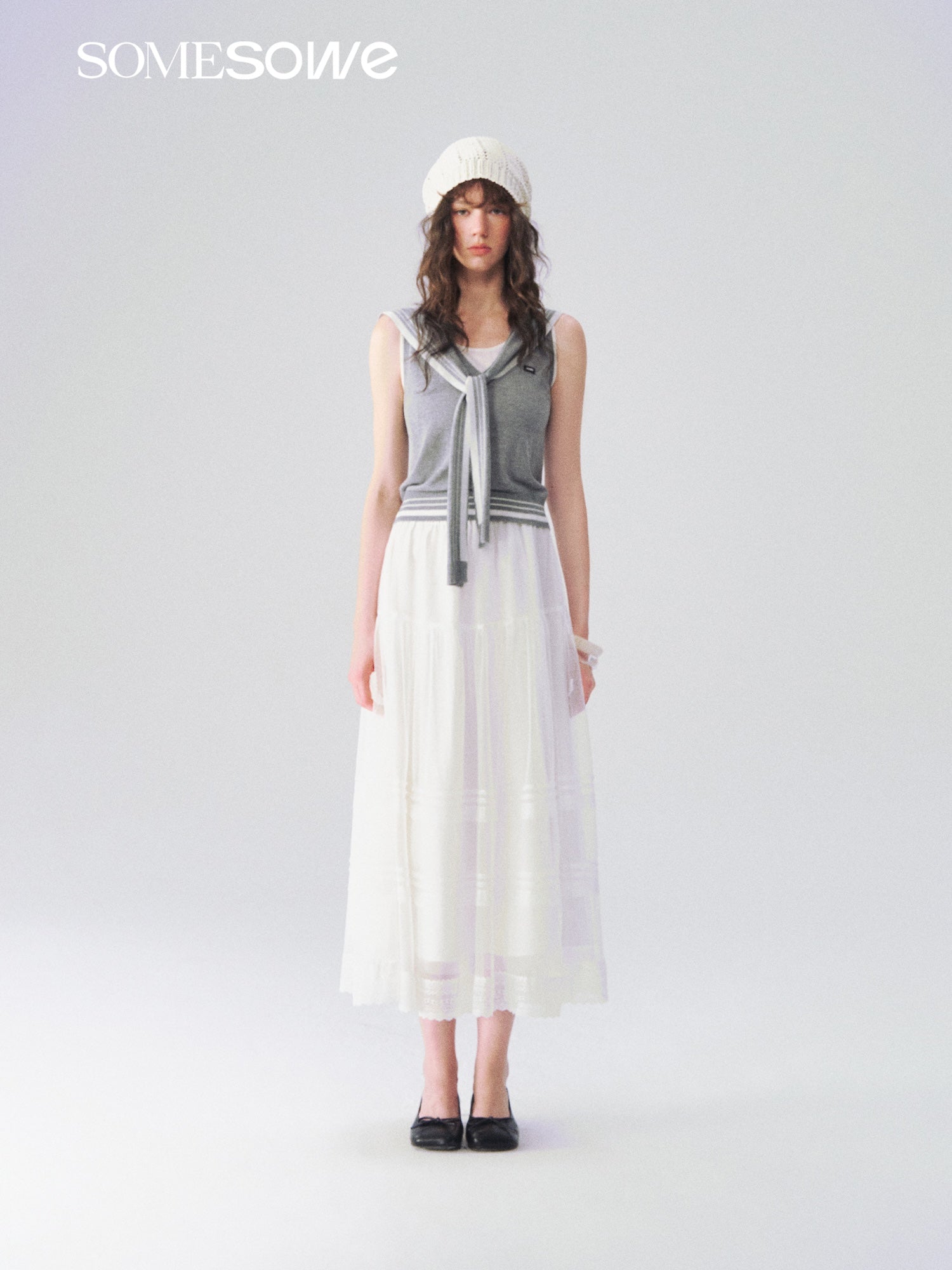 SOMESOWE S2609108 Dreamy white feather flowing cloud gauze skirt