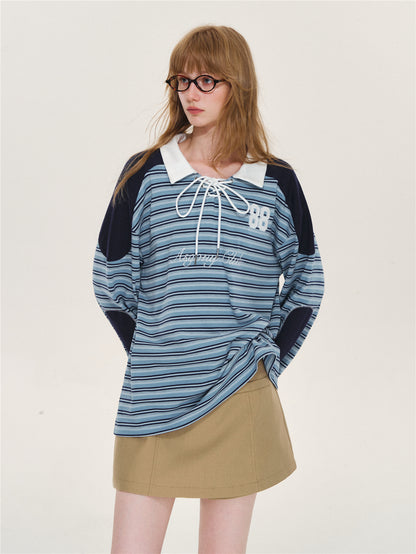 Asgony ASG26564 Stripe Jersey Polo Shirt