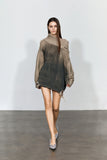 YJ1NGZYZJ Distressed Oversized Sweater In Dark Brown