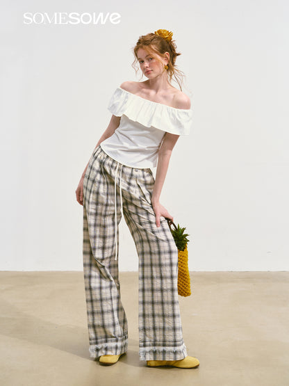 SOMESOWE S2508093 Plaid flanked casual pants