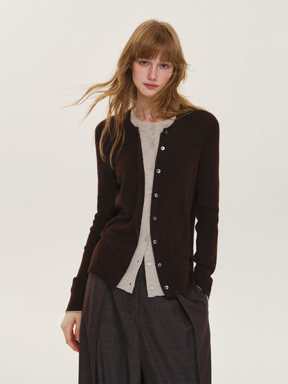 Asgony ASG26619 Faux-Layered Knit Cardigan