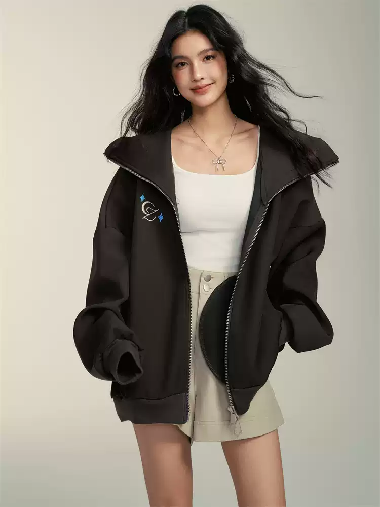 Chill Zoey Brown Zip-Up Hoodie Jacket