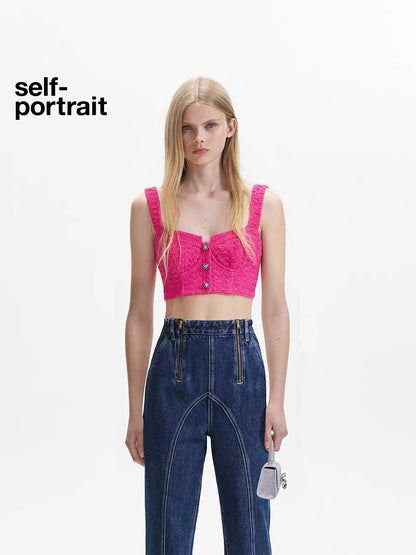 Self-Portrait PINK BOUCLE TOP