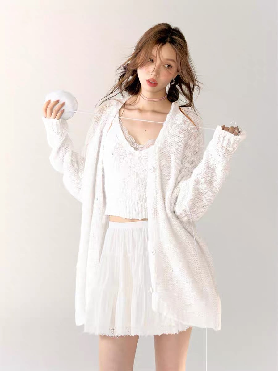 AsGony Soft Lace Knit Set(2color)