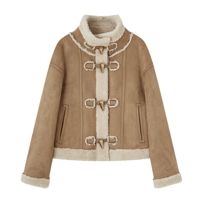 SOMESOWE S2508322 Cow horn breasted lambhair jacket