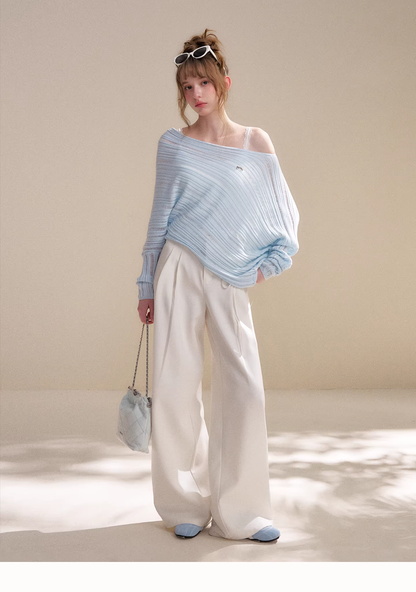Kroche KP9080 Cutout Batwing Sleeve Knit Top &amp;Pearl Pants