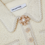 SP Cream Sequin Knit Pearl Mini Dress