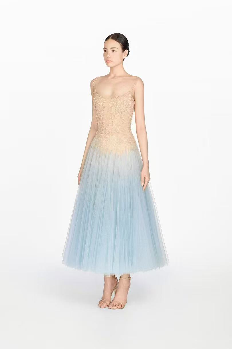 Montsand Blue Ombre Lace Midi Dress