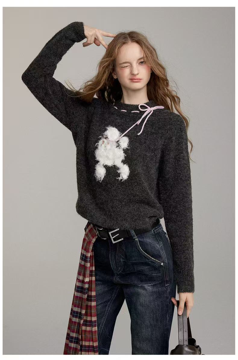 VIA PITTI V24DK291 Fun fluffy puppy sweater