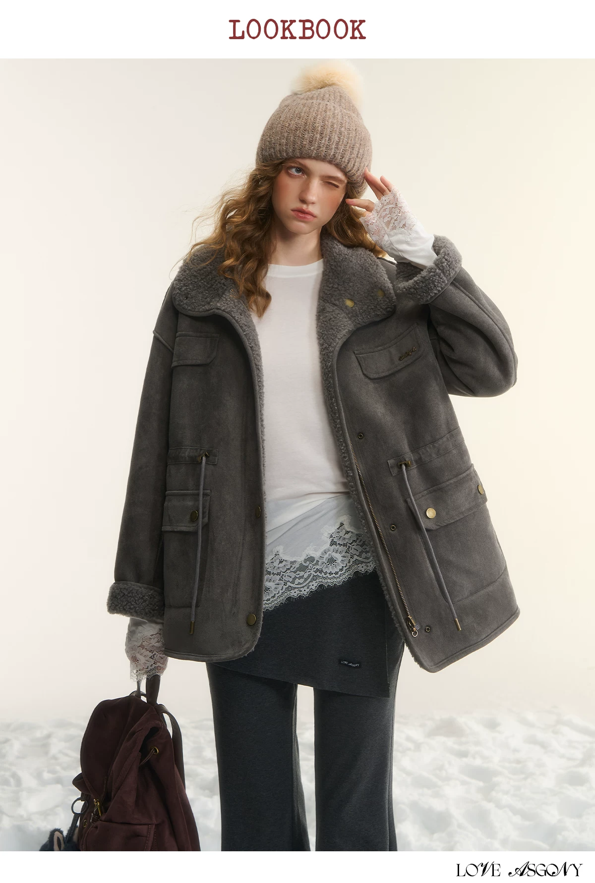 AsGony ASG25528 Reversible Thick Biker Jacket（2color)