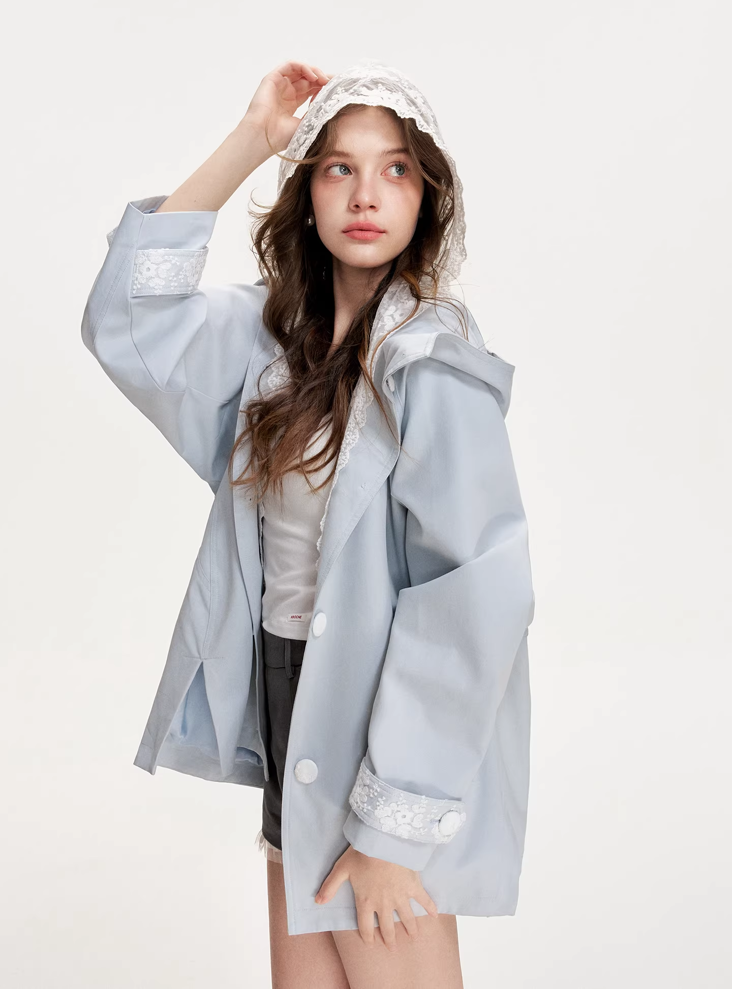 Kroche KZQ8020 Fake two-piece spliced windbreaker jacket