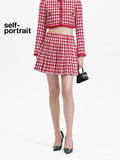 Self-Portrait Grid Pleated Mini Skirt