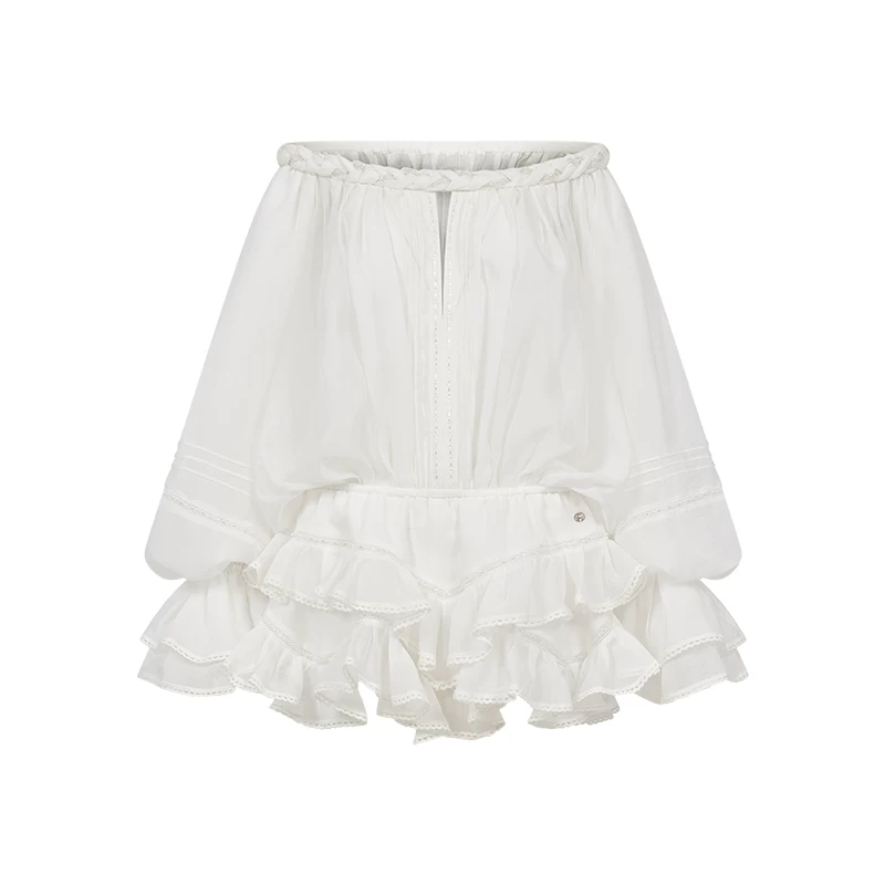 SHEERLUCK SLLYQ26409 Venier Layered Chiffon Off-Shoulder Dress
