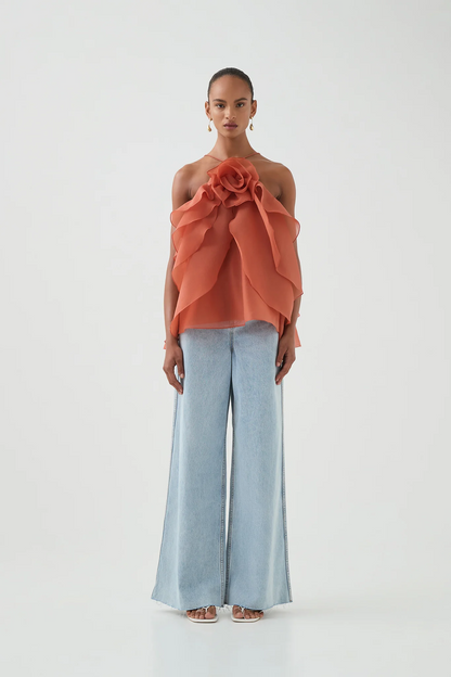 Aje  Pandorea Layered Top (Coral clay)