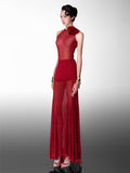 Glam Doll Long stretch rhinestone dress(2 colors)