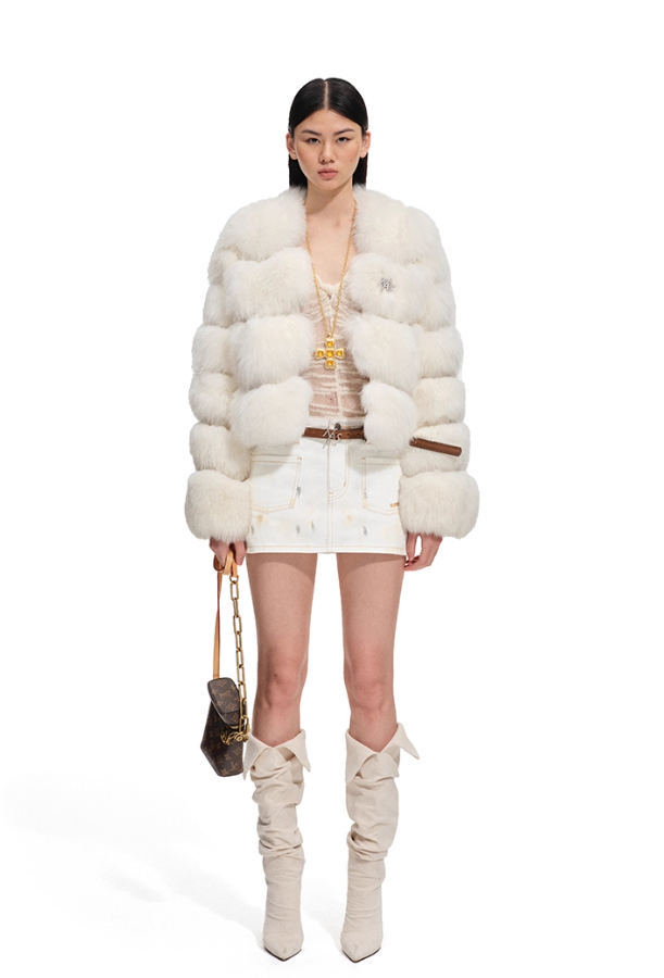 NAWS Polar Collection Finnish White Fox Fur Coat