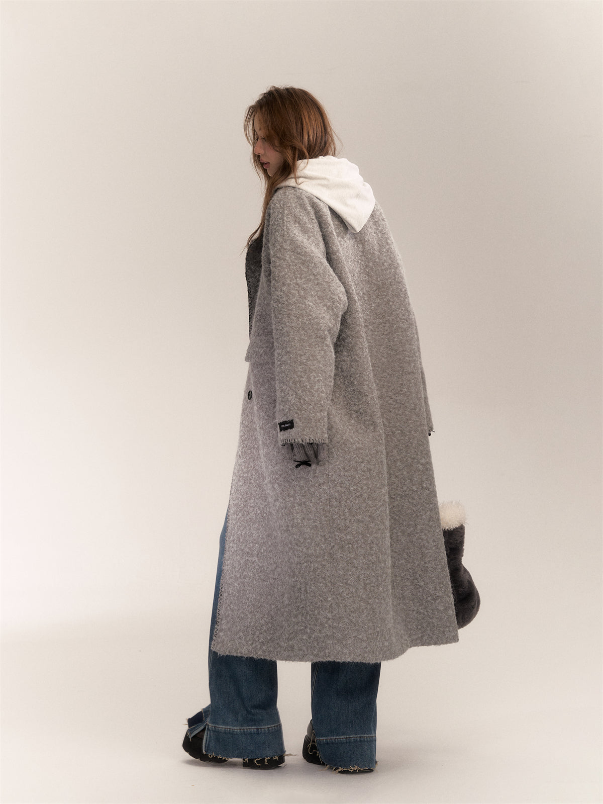 AsGony ASG24620 Double-breasted long coat