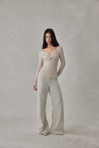 NONCESTNON N251 Lace knot long sleeved top