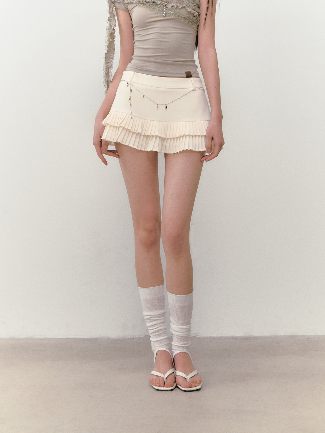 VIA PITTI VIABS307 Low waist pleated skirt (2color)