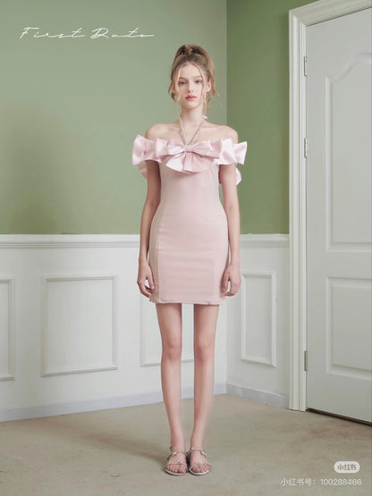 First Date SALE Pink bow dress-IN STOCK