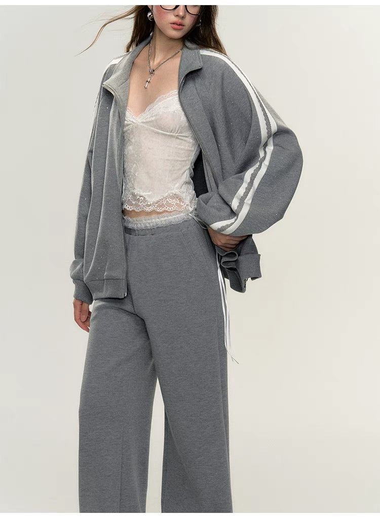 Lafreedom Star Lace Hoodie Set(grey)