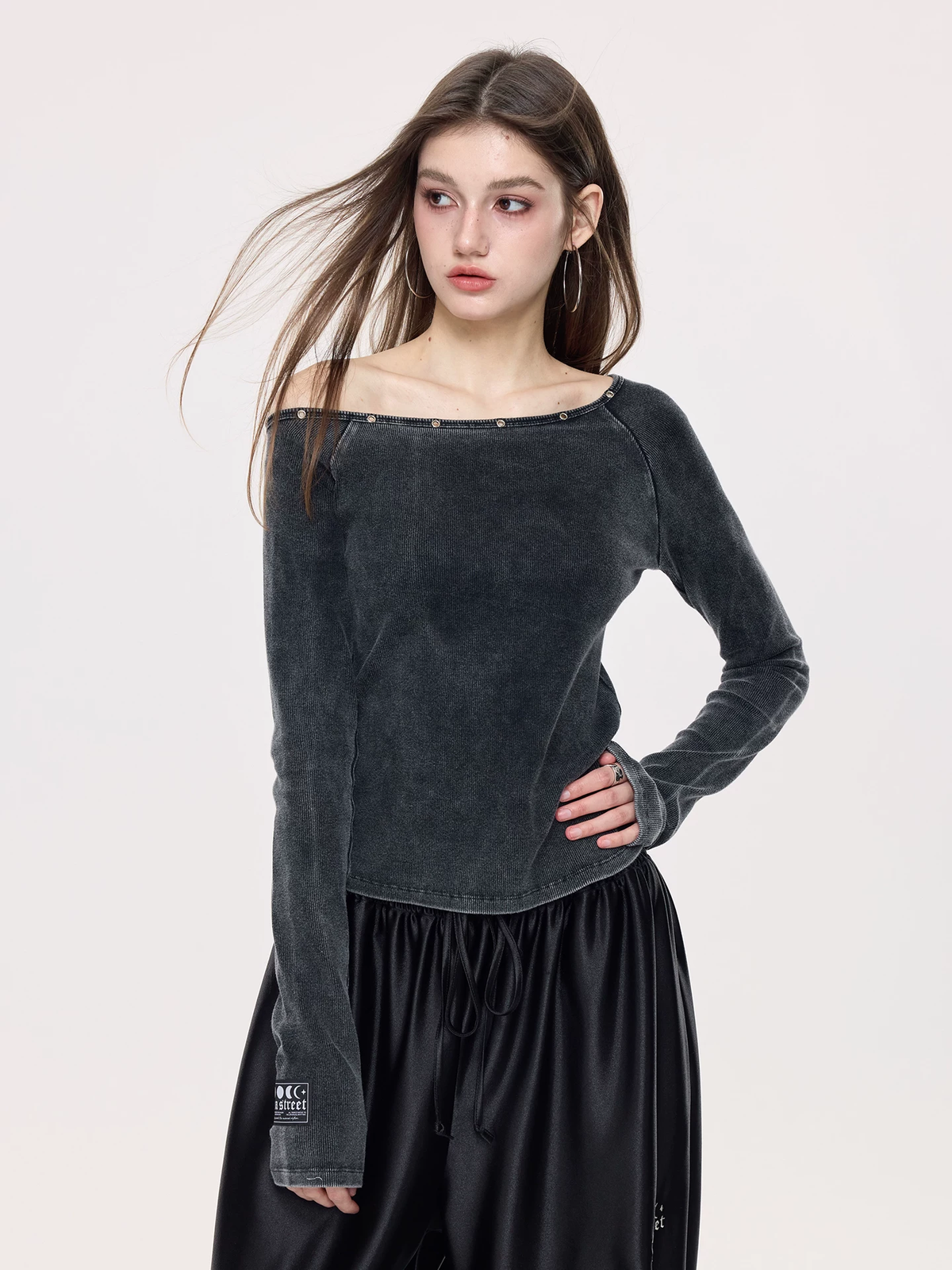 Nova Street Vintage Wash One Shoulder Top (2color)