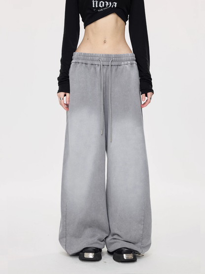Nova Street Washed Grey Wide Leg Sweatpants