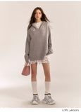 AsGony ASG24554/ASG24553 Grey Sweater & Lace Dress