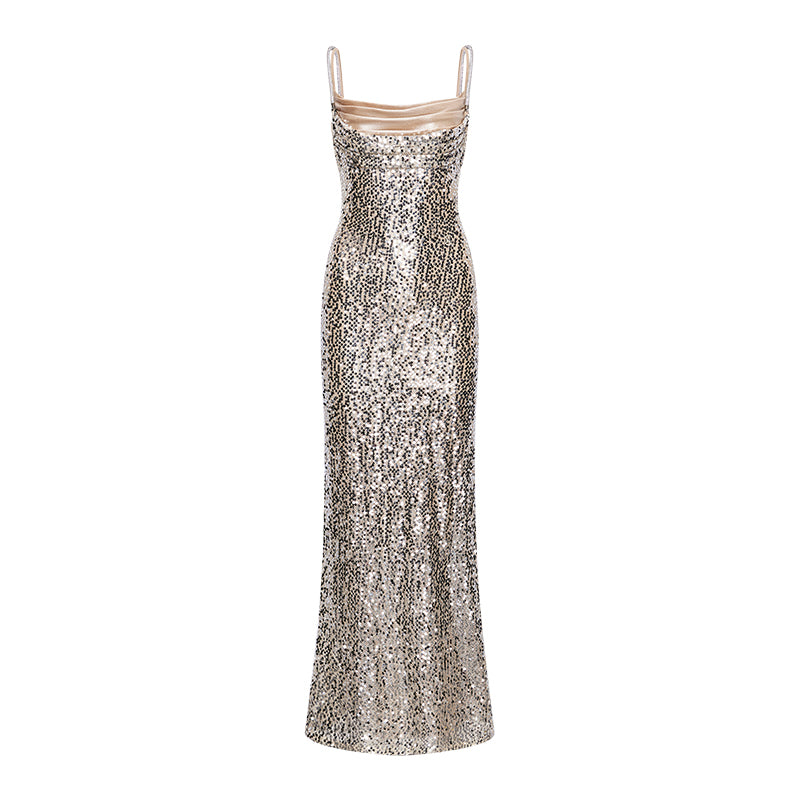 SheerLuck Freya Maxi Dress-silver