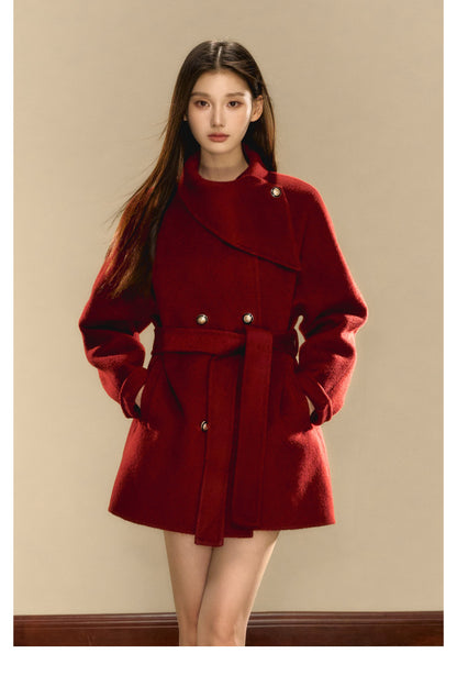 OShea 4D01D1036 Lapel Midi Coat-red