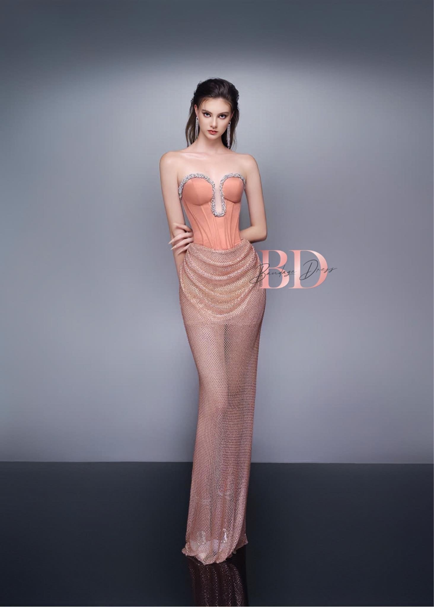 Bandage Dress Pink Diamond Set