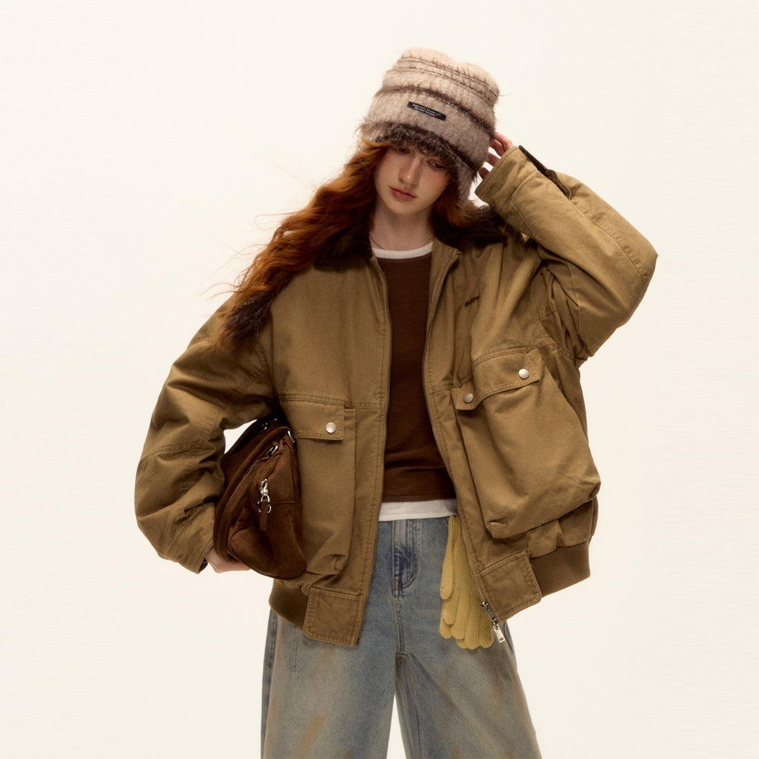 AsGony ASG25461 Corduroy patchwork cotton jacket