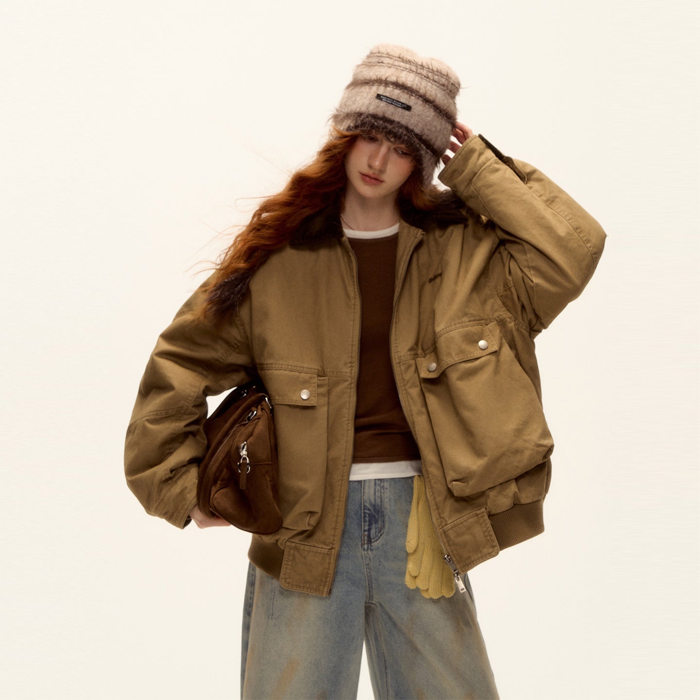 AsGony ASG25461 Corduroy patchwork cotton jacket