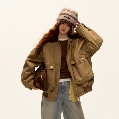 AsGony ASG25461 Corduroy patchwork cotton jacket