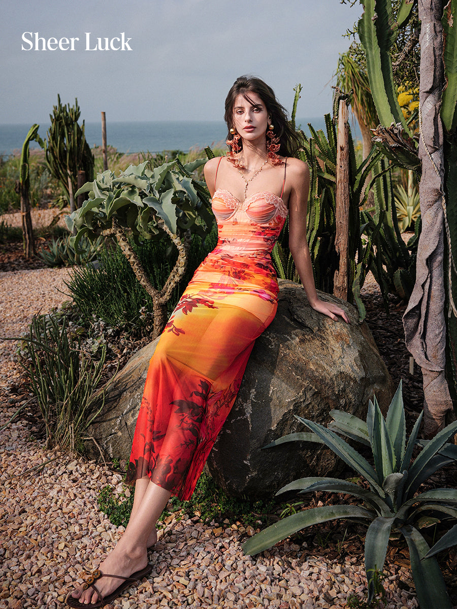 SHEERLUCK SLLYQ26511 Mesh sunset slim fit suspender maxi dress