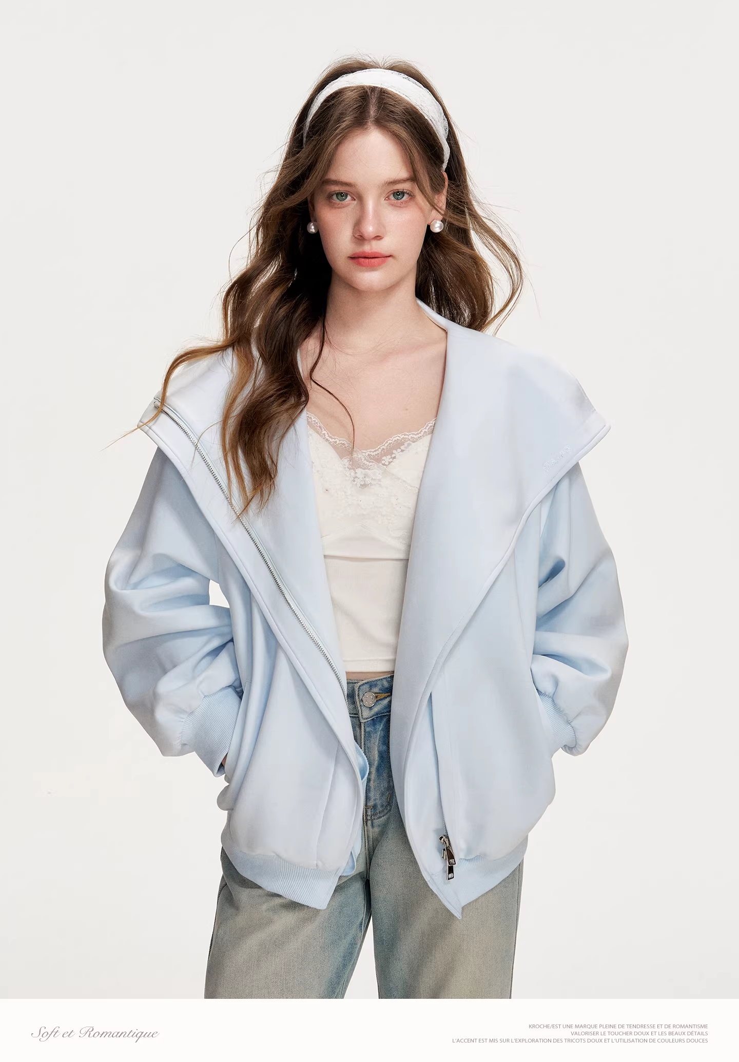 Kroche KVA8008 Embroidered loose hoodie