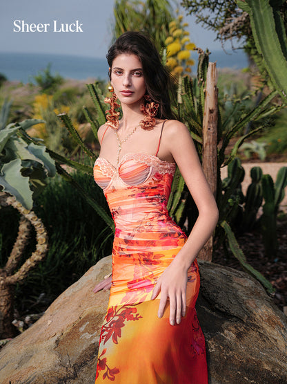 SHEERLUCK SLLYQ26511 Mesh sunset slim fit suspender maxi dress