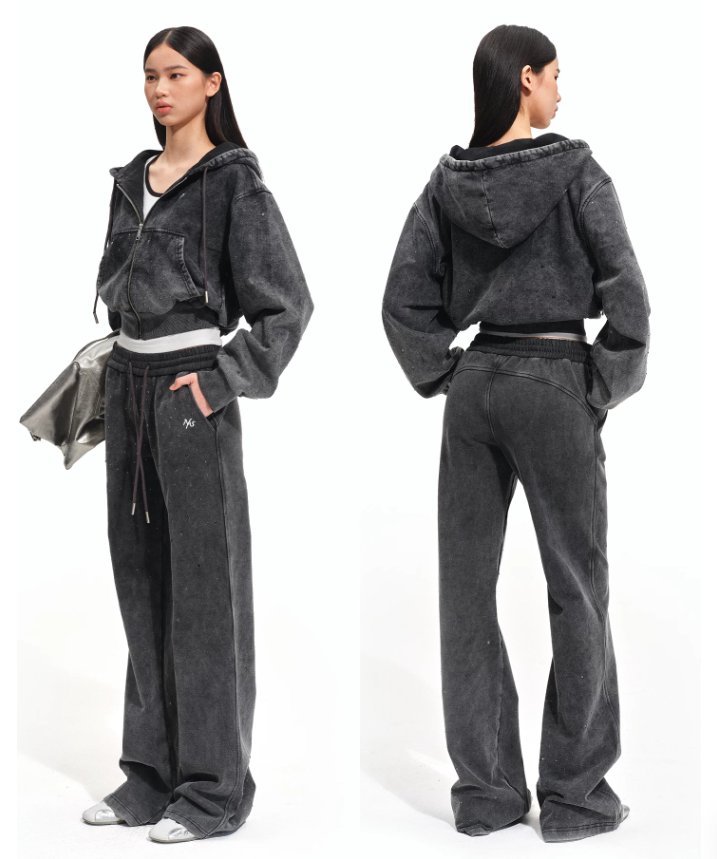 NAWS NAW-K011826 Gray Rhinestone Straight-Leg Pants