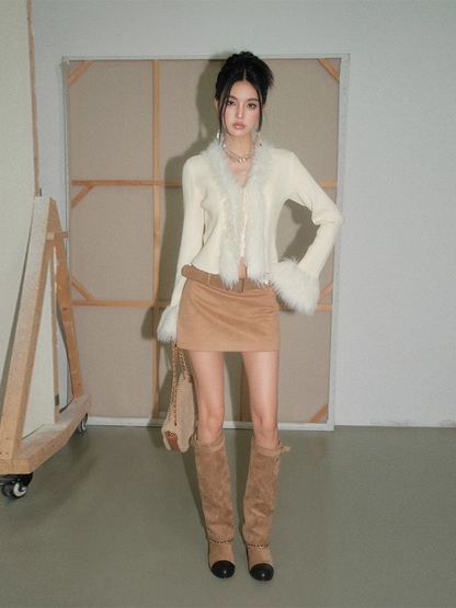 OLIVIA DUO DSY25383 Fur-Collar Knit Top(2color)