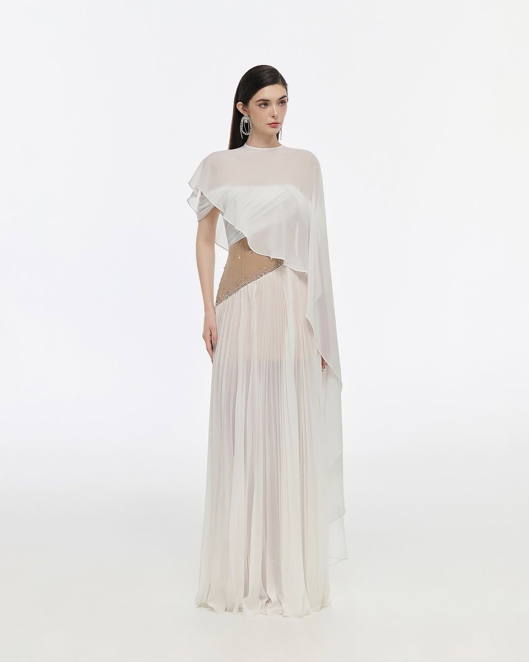 Josephine Chiffon shawl waist cinching dress