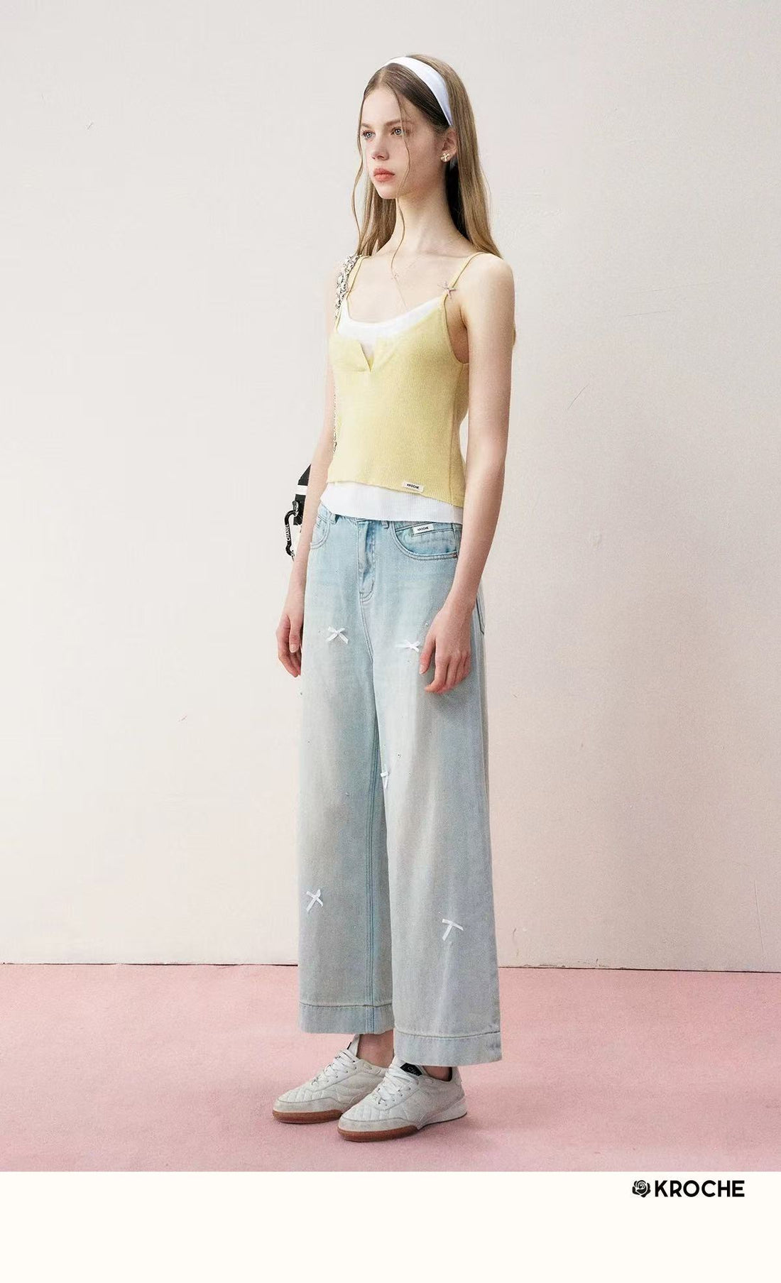 Kroche Bow tie wide leg jeans