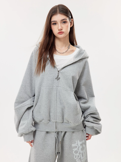Nova Street Grey Heavy Detail Curved Leg Sweatsuit(SEPERATE)