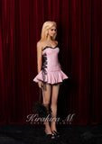 Kirakira.M Pink glitter fishbone dress with pink lacy party dress (undies included)