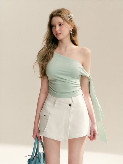 16DEWS 16D246059 High waisted A-line denim skirt and pants