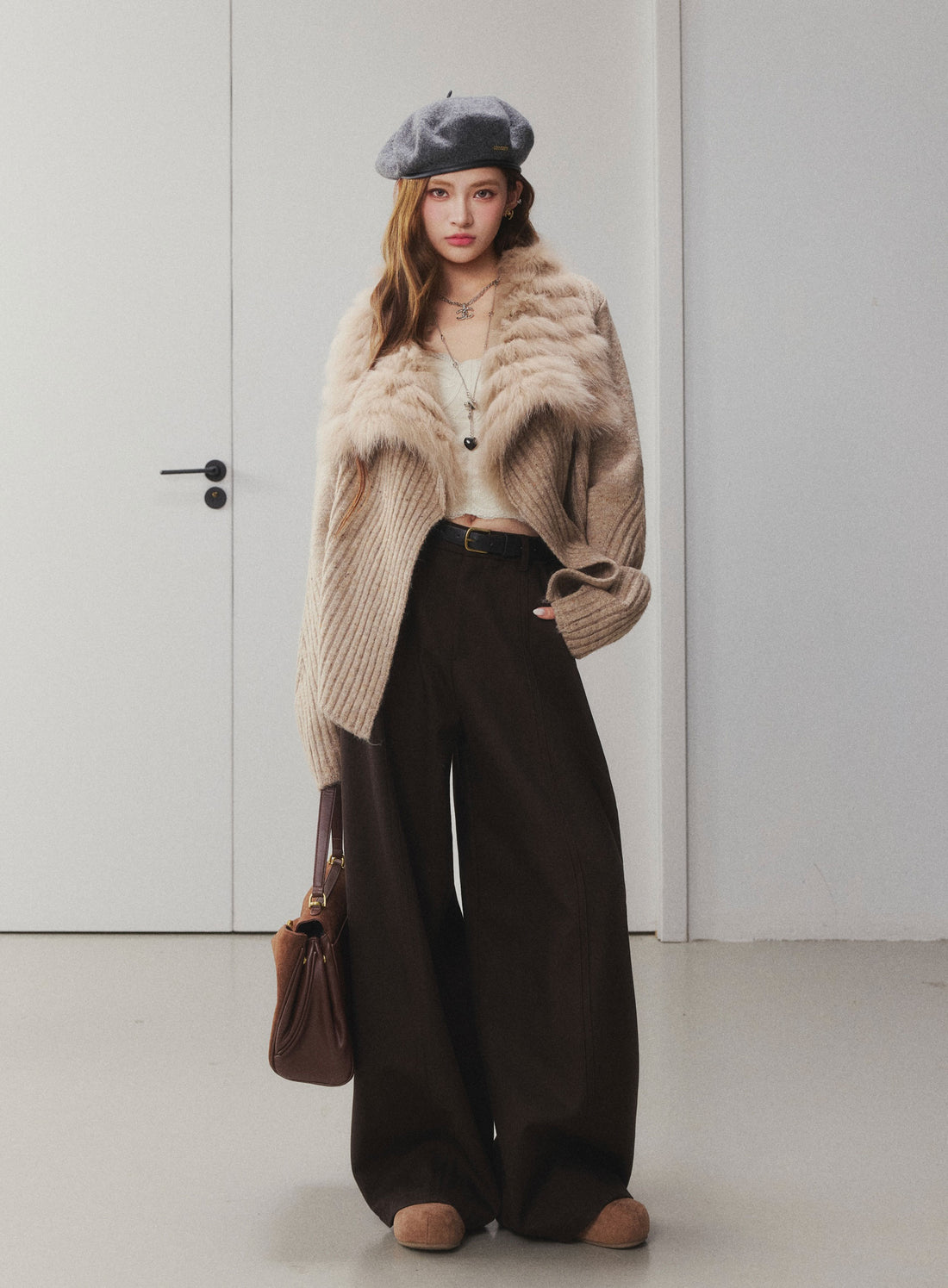 OTEBANBASS Ote260924 Fox Fur Collar Knit Sweater