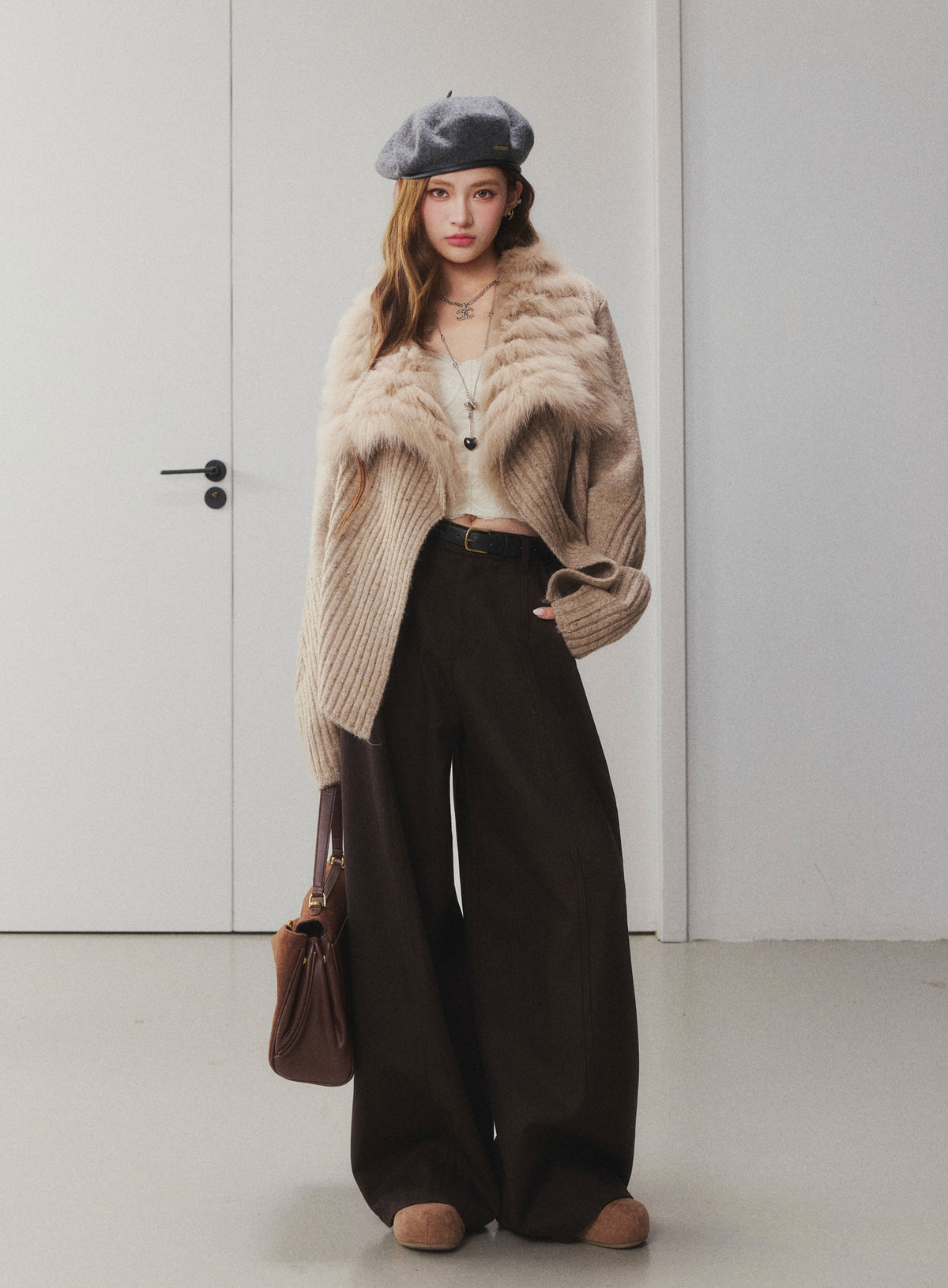 OTEBANBASS Ote260924 Fox Fur Collar Knit Sweater